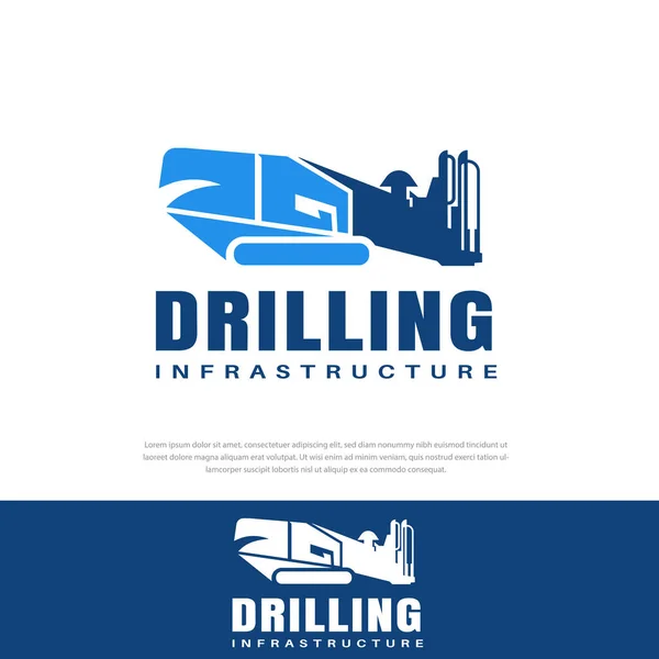 Drilling Design Logo Contractor Heavy Equipment Symbol Icon Design Template — Stockvektor