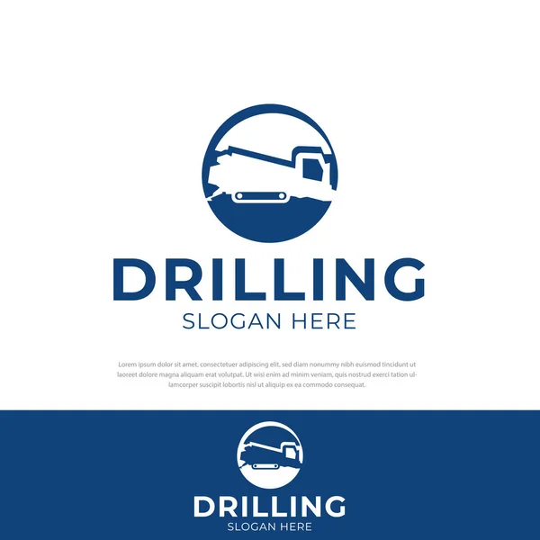 Drilling Design Logo Heavy Equipment Symbol Icon Design Template — Stockvektor