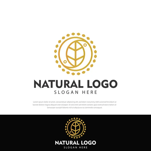 Logo Design Naturel Yin Feuille Yang Modèle Conception Symbole Icône — Image vectorielle