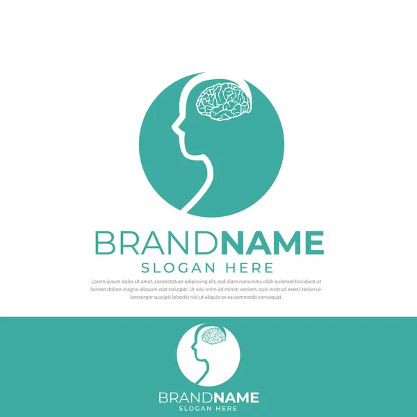 Human Brain Design Logo Line Style Brain Illustration Symbol Vector — Wektor stockowy