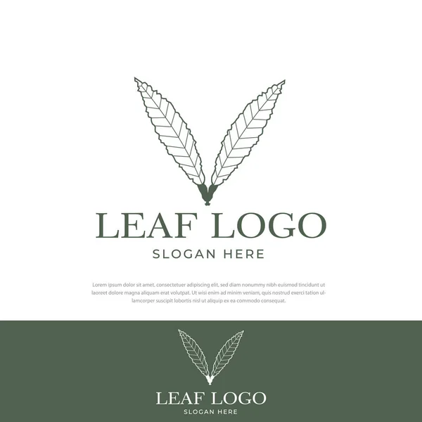 Feuille Logo Style Ligne Abstraite Simple Pour Les Entreprises Santé — Image vectorielle