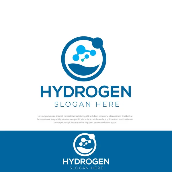Logo Science Hydrogen Plantilla Símbolo Icono Ilustración Círculo Hidrógeno — Vector de stock