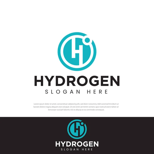 Inicial Del Logotipo Del Hidrógeno Círculos Plantillas Diseño Iconos Símbolos — Vector de stock