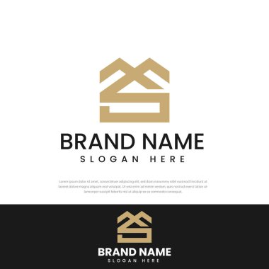 Logo vektör çizimi geometrik baş harfleri S şablon tasarımı, ev, sembol, simge