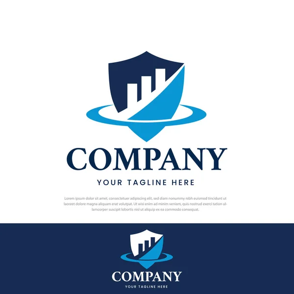 Financiamento Negócios Escudo Design Logotipo Anel Circundante Finanças Contabilidade Empresarial — Vetor de Stock