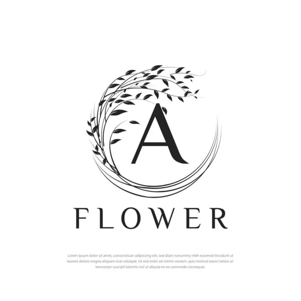 Arte Belleza Floral Botánica Vector Logo Con Plantilla Creativa — Vector de stock