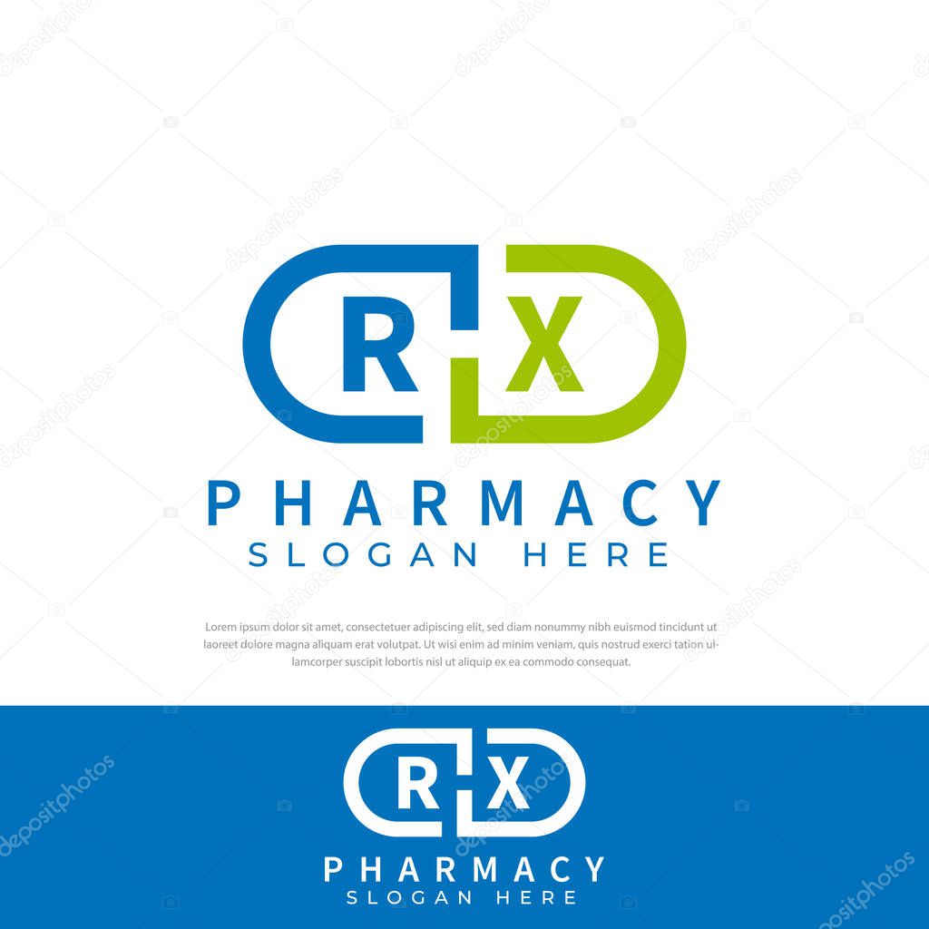 RX pharmaceutical capsule medicine logo vector,Drug Choice,drugstore,vector logo template