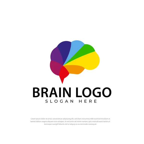 Rainbow Colored Brain Design Logo Creative Symbol Medical Design Template — Stock Vector