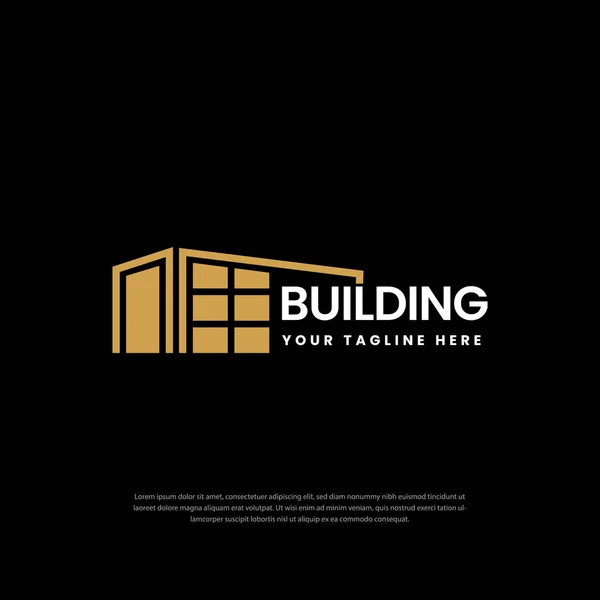 Logotipo Moderno Empresa Imobiliária Construção Construção Industrial Obras Logotipo Fundo —  Vetores de Stock