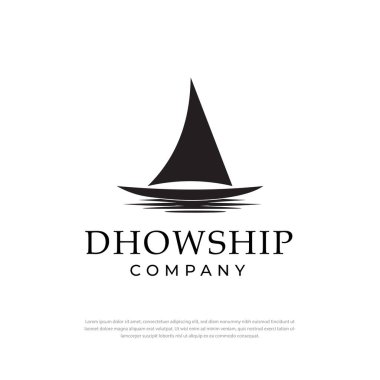 Dhow logo tasarımı silueti, geleneksel yelkenli, basit tasarım şablonu