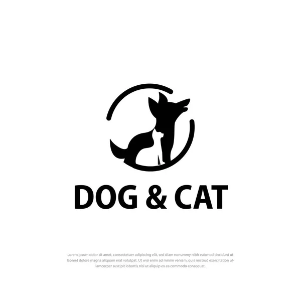 Djuraffär Katt Hund Logotyp Veterinär Djurhälsa Illustration Design Mall — Stock vektor
