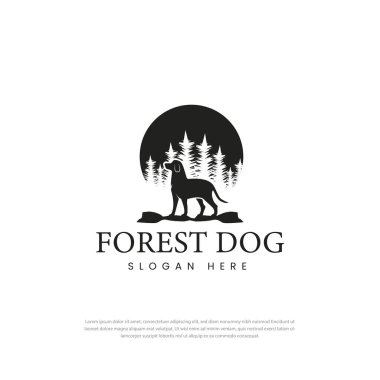 Orman Köpeği logosu dimdik duruyor Vintage Siluet Retro Hipster Logo Tasarımı
