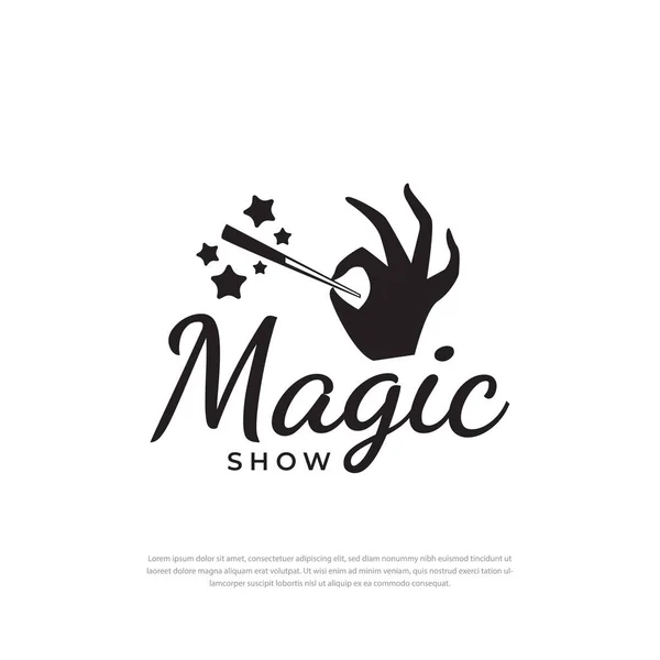 Magic Show Magic Wand Hand Icon Vector Template Emblem — Stock Vector