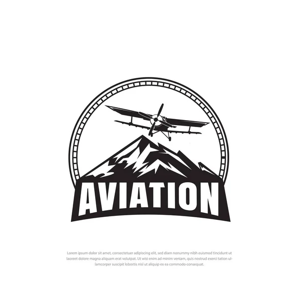 Design Logotipo Avião Vintage Avião Retro Grunge Com Logotipo Emblema — Vetor de Stock