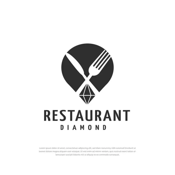 Forchetta Coltello Ristorante Logo Diamante Icona Illustrazione Modello Design — Vettoriale Stock