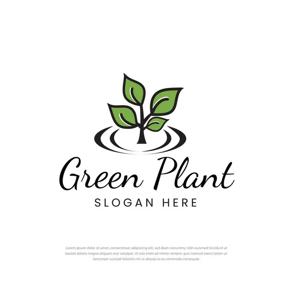 Environmental Nature Green Leaf Logo Eco Friendly Plant Vector Illustration — Stock Vector