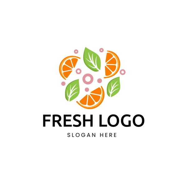 Logo Feuilles Tranche Orange Fraîche Peut Être Utilisé Pour Les — Image vectorielle