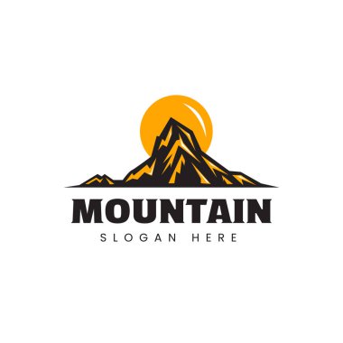 Sunset Mountain Peak logo tasarım çizimi, tasarım şablonu