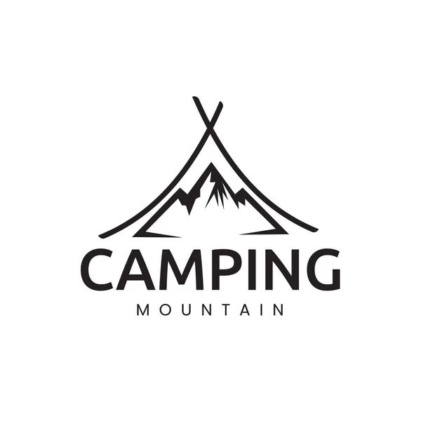 Diseño Logotipo Creativo Camping Simple Con Vector Montaña Ilustración — Vector de stock