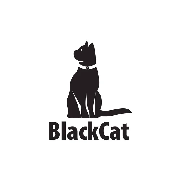 Negro Gato Mascota Logo Frente Vector Ilustración Diseño Plantilla — Vector de stock