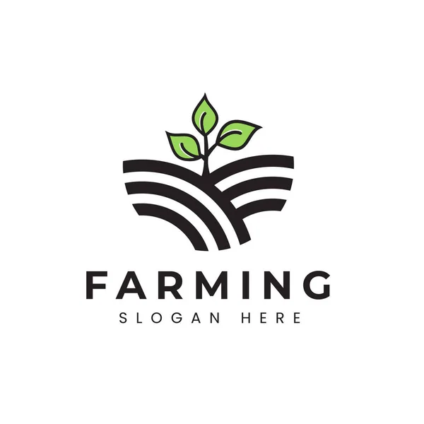 Modèle Conception Logo Agriculture Dans Domaine Agriculture Entreprise Végétale Symbole — Image vectorielle
