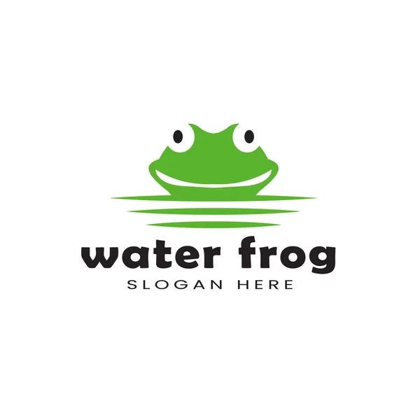 Green Water Frog Logo Vektor Design Vorlage Tierische Silhouette Isolierte — Stockvektor