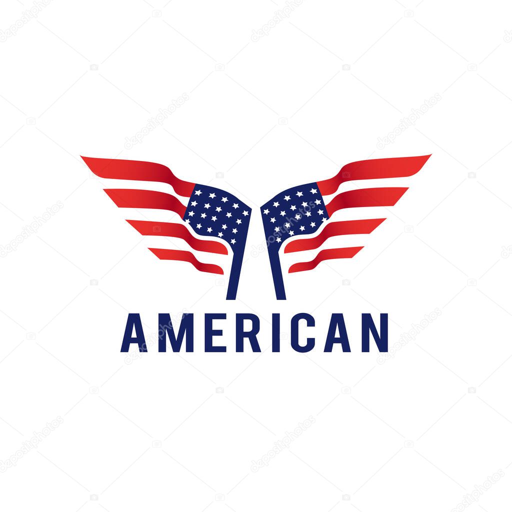 Logo of two western country American flags, country symbol.design illustration