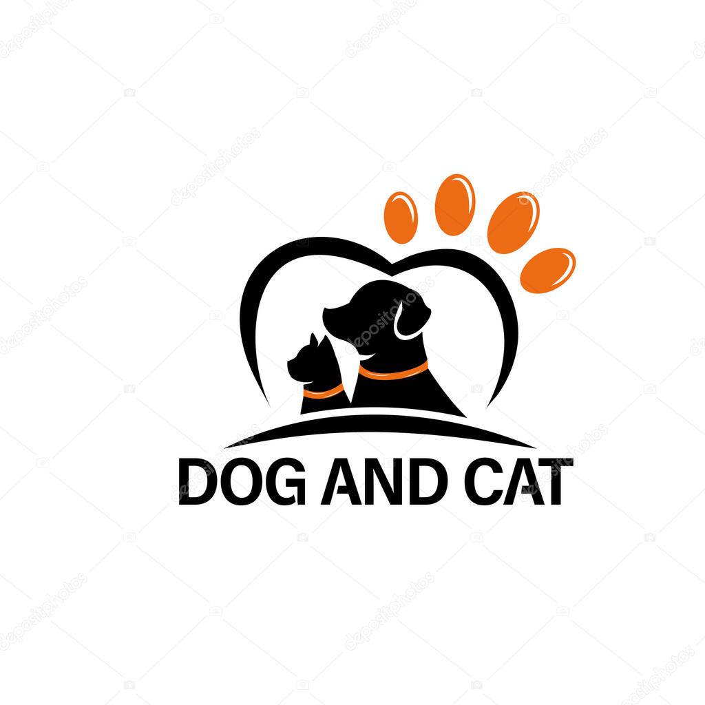 Logo design pet shop concept dog and cat love logo vector template