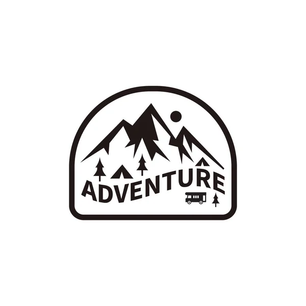 Camping Aventura Aire Libre Ilustración Logo Montaña Emblema Coche — Vector de stock