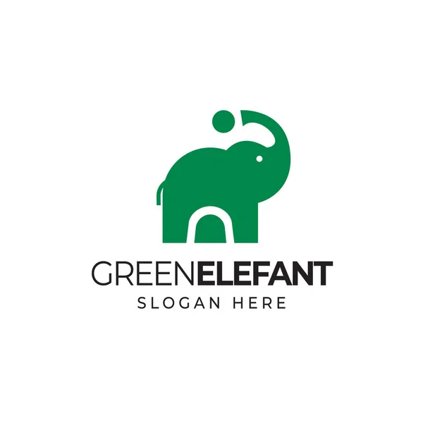 Silhouette Verte Simple Éléphant Logo Inspiration Design Balle — Image vectorielle