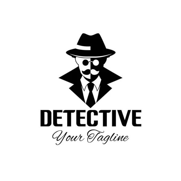 Óculos Masculinos Detetive Logotipo Design Com Design Ícone Detetive Detective — Vetor de Stock