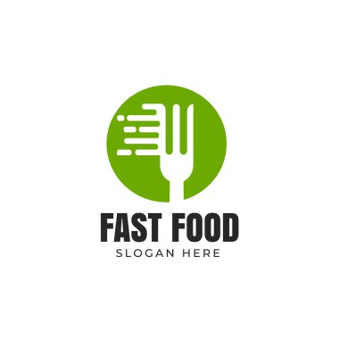 Fast fork ikon logo tasarım şablonu fast food restoranının yemek dağıtım hizmeti için