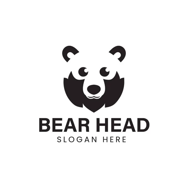 Roztomilé Černé Bear Head Logo Design Concept Medvědí Hlava Pro — Stockový vektor