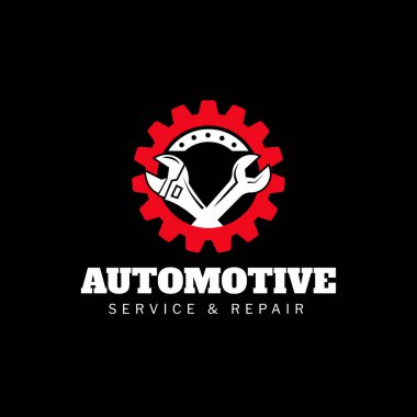 Logo tasarımı iki çapraz Anahtarlar ve Cogwheel Gear Simgesi Vektör Düz Tasarımı