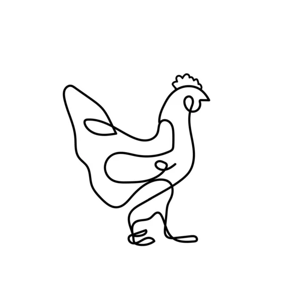 Design Minimale Vettoriale Linea Astratta Creativa Art Gallo Pollo Gallo — Vettoriale Stock