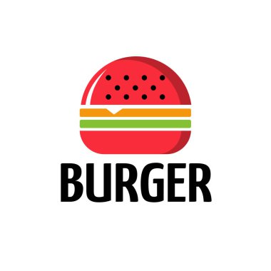 Kırmızı Lezzetli Burger çizimi, sembol logosu, simgesi