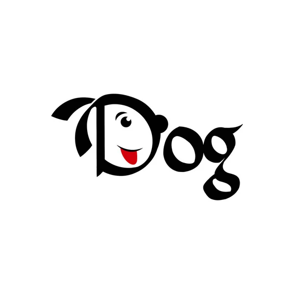 Perro Cabeza Logo Diseño Inspiración Perro Texto — Archivo Imágenes Vectoriales