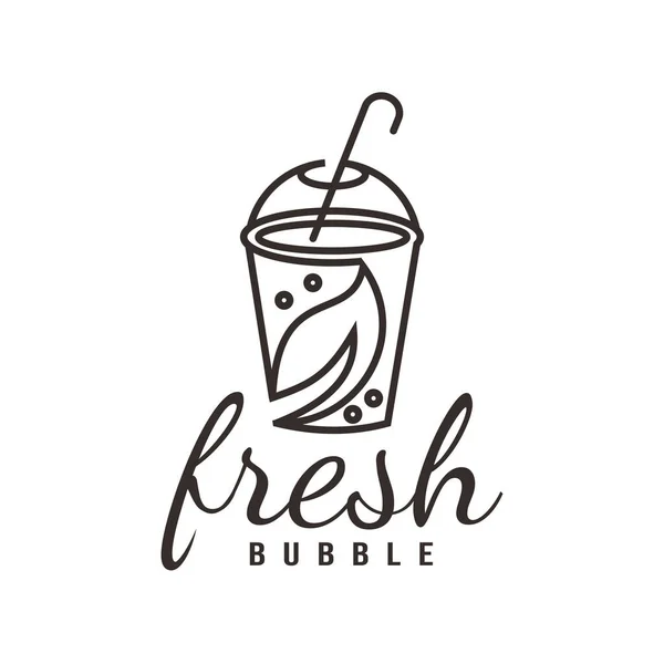 Fresh Milk Bubble Tea Logo Illustration Design Healthy Drink Pearl — Stockový vektor