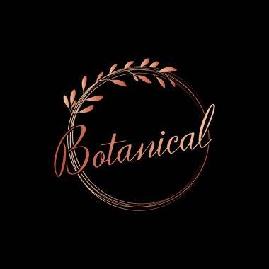 Çiçek vektör logosu zarif ve minimalist tarzda altın, bronz renkli daire çerçeve logosu. Rozetler, etiketler, logolar ve marka iş kimlikleri için.