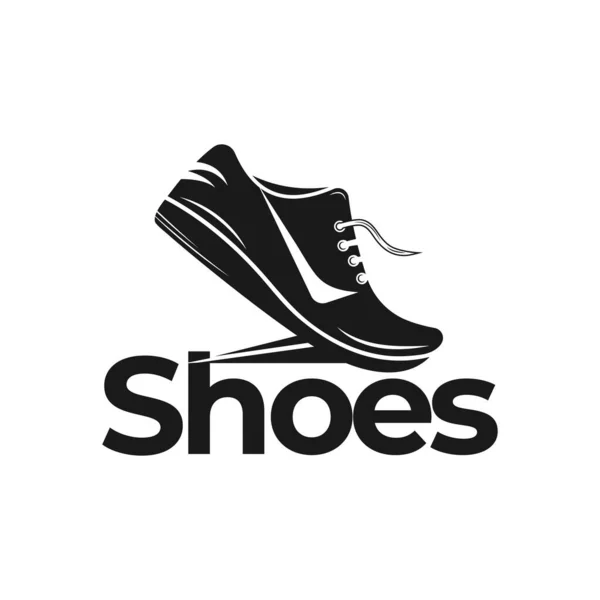 Creative Abstract Black Silhouette Running Shoe Design Logo Design Template — Stock Vector