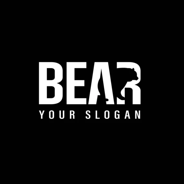 Unikátní Silueta Medvěda Jedinečné Typografické Logo Tmě — Stockový vektor