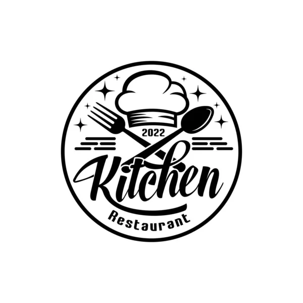 Vintage Retro Kitchen Chef Cooking Kitchen Restaurant Logo Design Chef — Vettoriale Stock