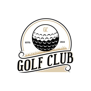 Klasik golf kulübü logosu ve rozeti. Golf kulübü için klasik profesyonel golf şablonu logosu tasarımı