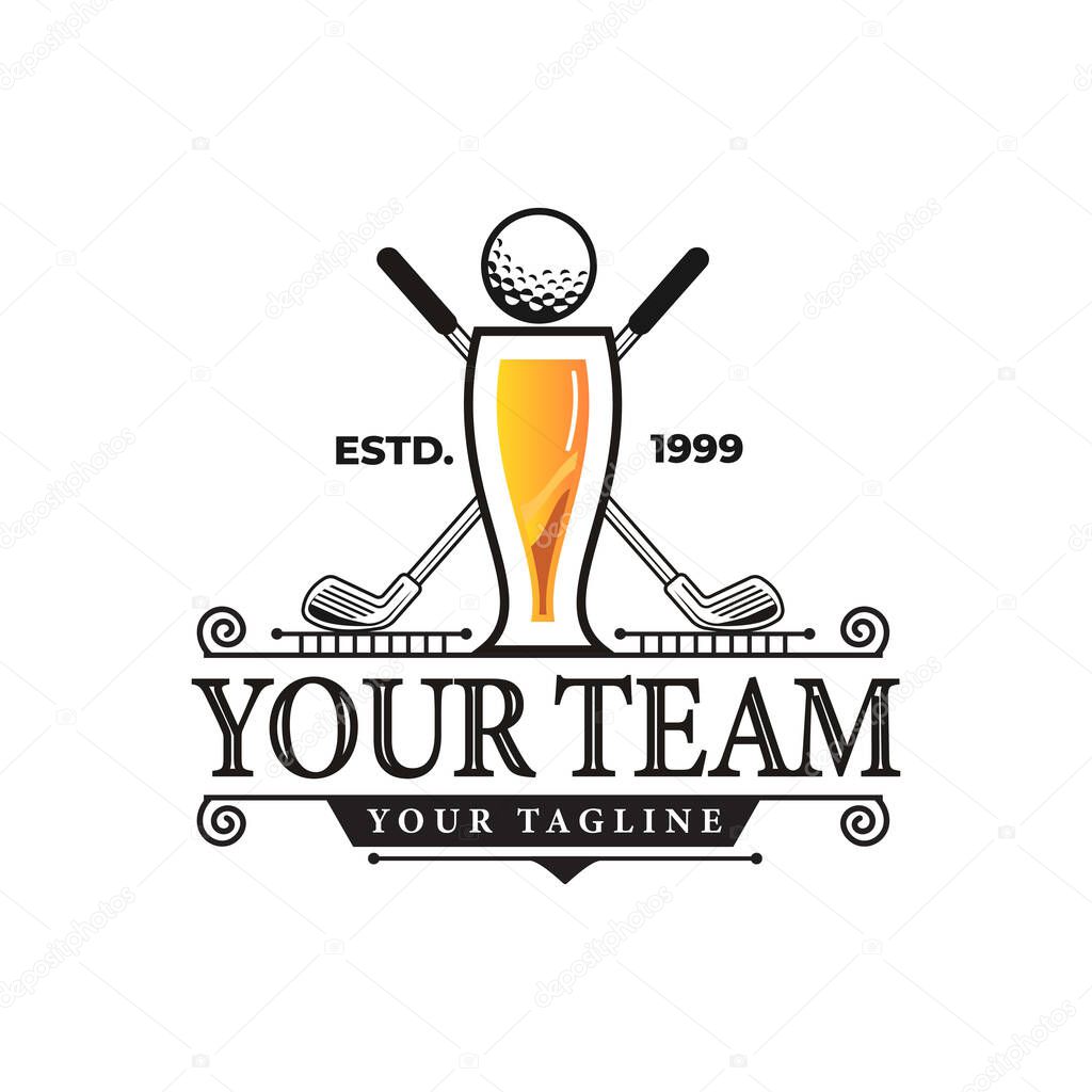 Restaurant Golf Bar with vintage Golf Ball logo design
