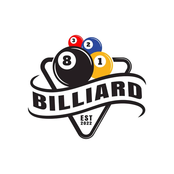 Billiards Championship Sports Badge Design Logo Simple Text Billiard Room — Vettoriale Stock
