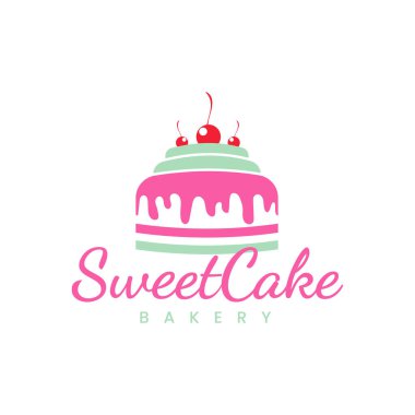 Sweet Cake Logo Cupcake Logo Icon,vector design template Sweet Shop logo Cake illustration with cherry