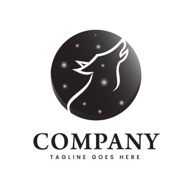 Wolf silhouette howling under the moon. Vector logos. wildlife. wild wolf. Vector illustration