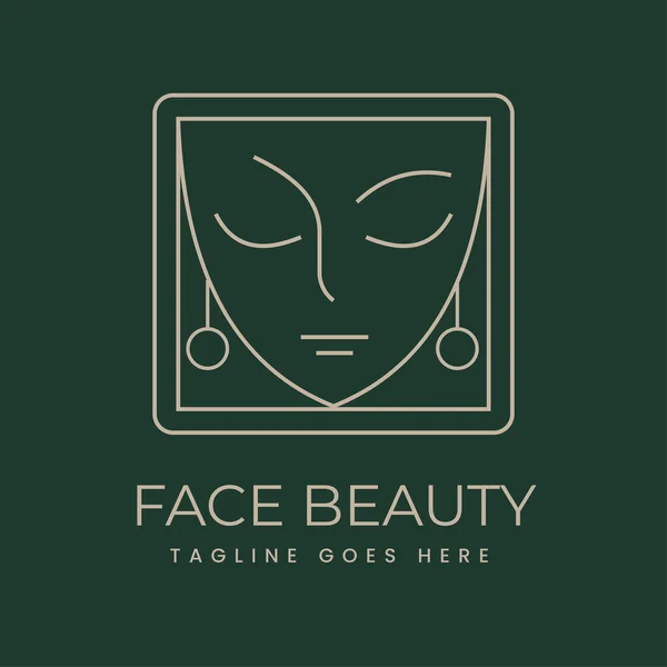 Beauty Logo Modern Face Line Art Style Vector Premium —  Vetores de Stock