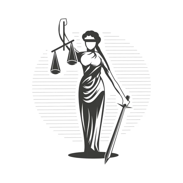 Woman Justice Illustration Justice Symbol Design Woman Holding Scales Sword — Stock Vector