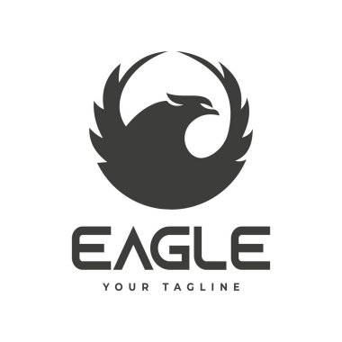 Kartal Yükselen Kanatlar Logo Tasarım Vektör Şablonu Çember Şablonu. Kartal logosu tasarımı ilham, sembol simgesi, şablon. Şirketler için kullanılabilir.